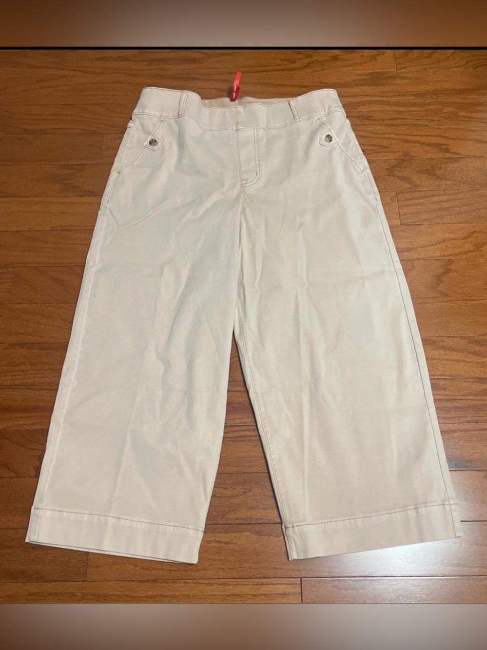 Spanx Womens Wide Leg Cropped Pants Light Peach Color Pull On Sz 1 XL